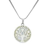 Crystal Tree of Life Pendant Simple White crystal Mineral Jewellery for Men Women Pendulum Necklace Family Tree Necklace Tree of Life Gemstone White crystal