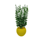 Money Leaf Flower Plants with Yellow Vase for Office Desk,Fake Plant with Plastic Pots for Home,Shower Room Decoration (RV-AP1)